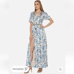 Alexia Admor Mikayla wrap floral maxi dress new with tags size 2 blue